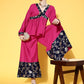 InWeave Women's Fuchsia Blue Brocade Mughal Shaan Kurta Palazzo Set - Swadesiicart