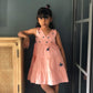 ArthLife Peach Flower Embroidered Tiered Dress