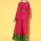InWeave Women's Fuchsia Green Brocade Mughal Shaan Kurta Palazzo Set - Swadesiicart