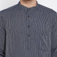 Even Apparels Grey Color Pure Cotton Men's Kurta With Band Collar | Swadesiicart