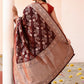 Joban Fashion Coco Brown Banarasi Soft Pure Handloom Banarasi Silk Saree | Swadesiicart