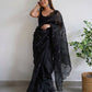 Vamsee Vika 9Mm Black Organza Saree - Swadesiicart