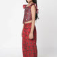 Lil Drama Ethnic Twist Girls Red Print Box Pleat Pant With Top Co-Ordinate Set - Swadesiicart
