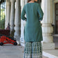 Juniper Women's Green Chinnon Embroidered Kurta Garara Set | Swadesiicart