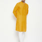 Even Apparels Yellow Pure Cotton Long Men's Kurta With Band Collar | Swadesiicart