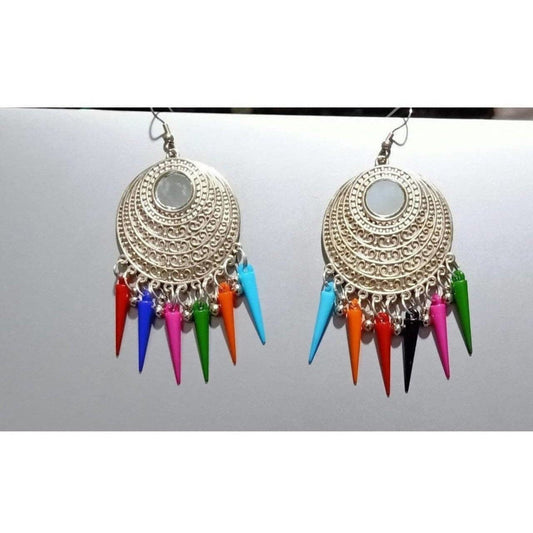 MS Fashion India Silver Color Earrings With Long Beads | Swadesiicart