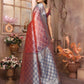 Anaita Peach kochi Silk With Beautiful Checks Weaving Saree With Blouse