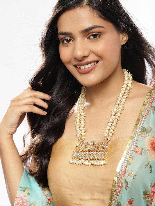 Gold-Toned White Brass Gold-Polished Necklace - Ruby Raang | Swadesiicart