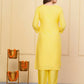 Yellow Viscose Organza Jacquard Embroidered Stitched Suit With Dupatta - Tanisha | Swadesiicart