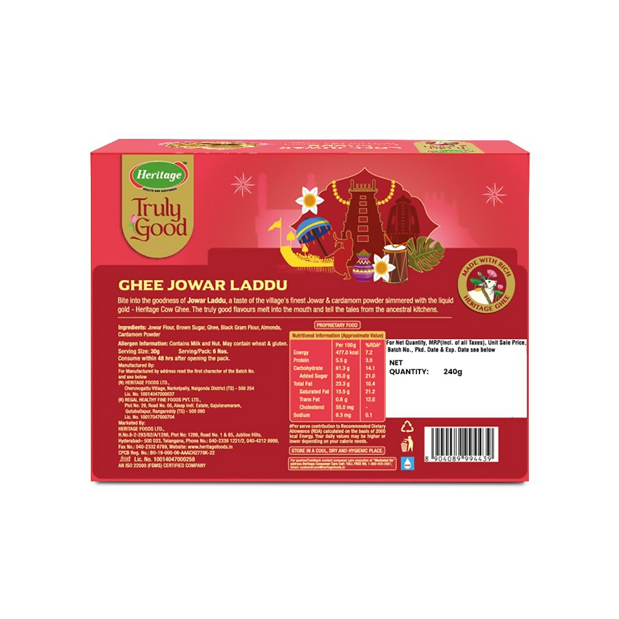 Heritage Pure Ghee Jowar Laddu | Swadesiicart