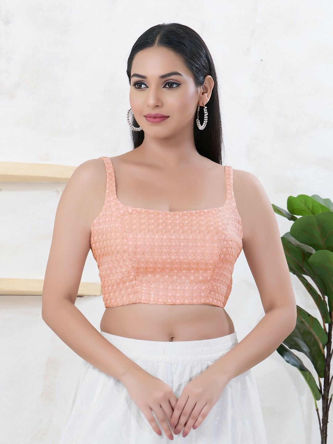 Joban Fashion Baby-Pink Shift Sleeveless Back Open Blouse - Swadesiicart