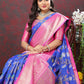 Lorenvalley Fashion Blue Cotton Woven Design Zari Meenakari Weaving Saree - Swadesiicart