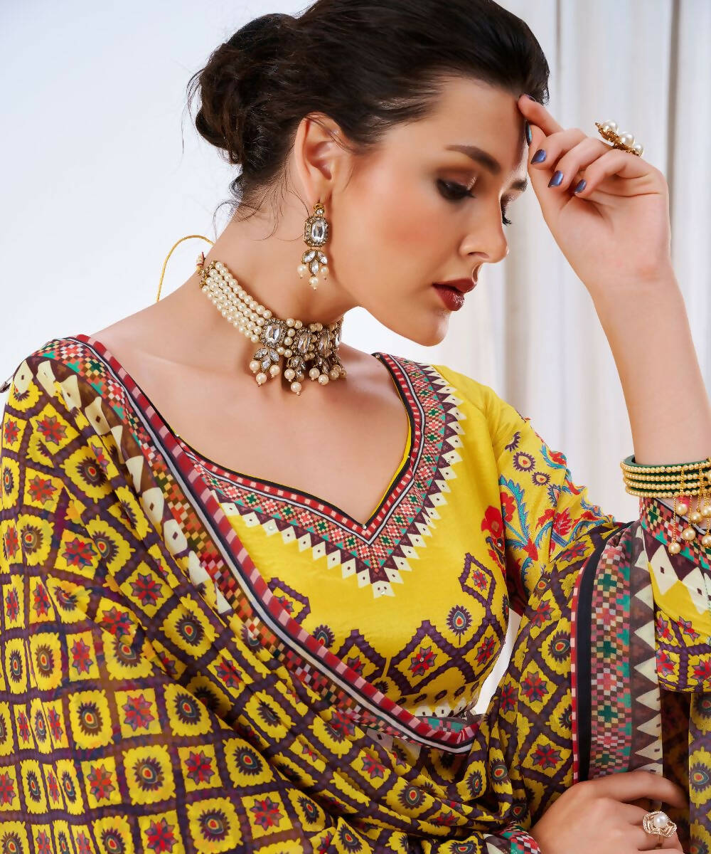 Wedding Designer Yellow Chinon Lehengha Choli - Anbazaar | Swadesiicart