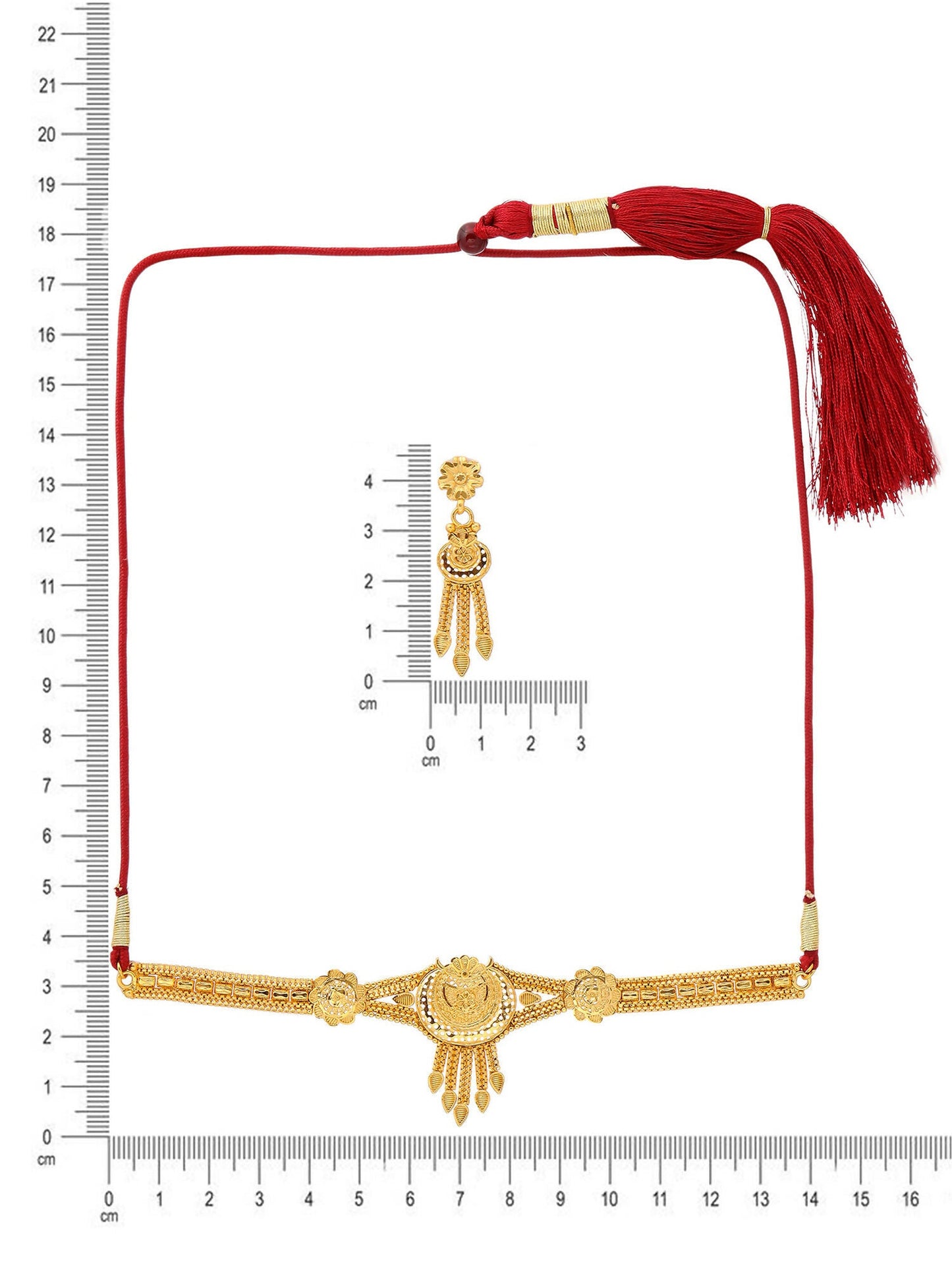Ruby Raang Golden Choker with Earrings | Swadesiicart