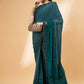 Green Lycra Flock Work, Seuqins Embroidery, Handwork Shoulder Butta Saree - Norita Hit Design - Swadesiicart