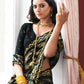 Black Georgette Brasso Floral Printed Saree With Unstitched Blouse Piece - Zyanya