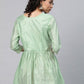 Ahalyaa Women Sea Green Chanderi Silk Golden Printed Tunic | Swadesiicart
