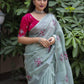 Pine Pure Linen Ethnic Motifs Saree with Unstitched Blouse - Hiral Fashion | Swadesiicart