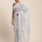 Ahalyaa Women's Grey Chiffon Digital Print Floral Saree | Swadesiicart