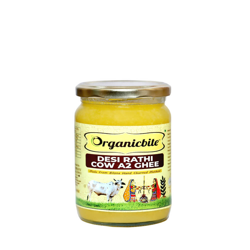 Organicbite Desi Rathi Cow A2 Ghee | Vedic Bilona Method, Curd-Churned Excellence in Grass-Fed Rathi Cow Ghee,Pure & Healthy, Packed in Glass Jar | Swadesiicart
