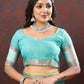 Lorenvalley Fashion Skyblue Cotton with Woven Design Zari Weaving Saree - Swadesiicart