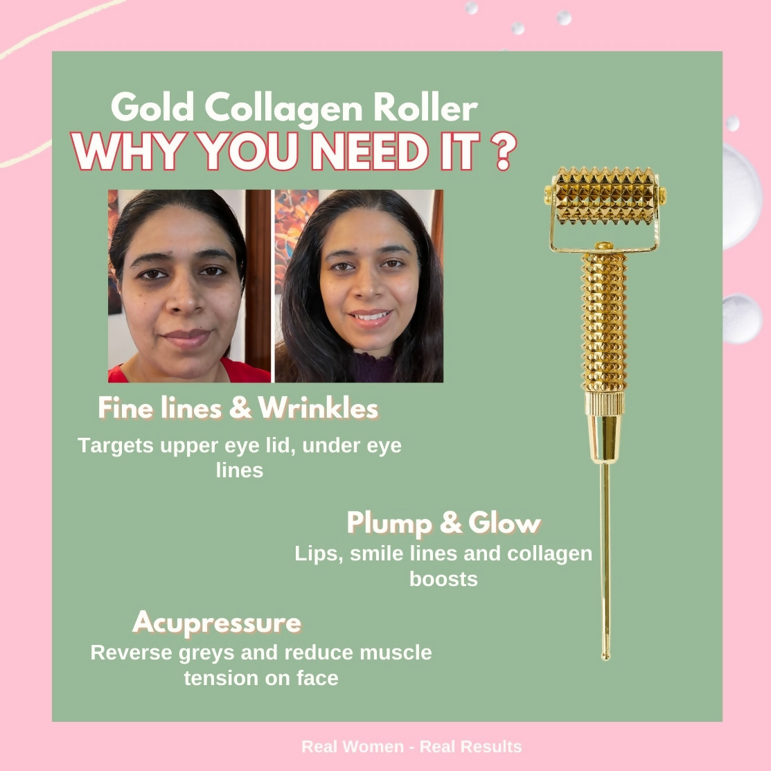 House of Beauty Gold Collagen Roller - Swadesiicart