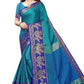 Vamika Banarasi Jacquard Weaving Blue Saree (DHONI BLUE) | Swadesiicart