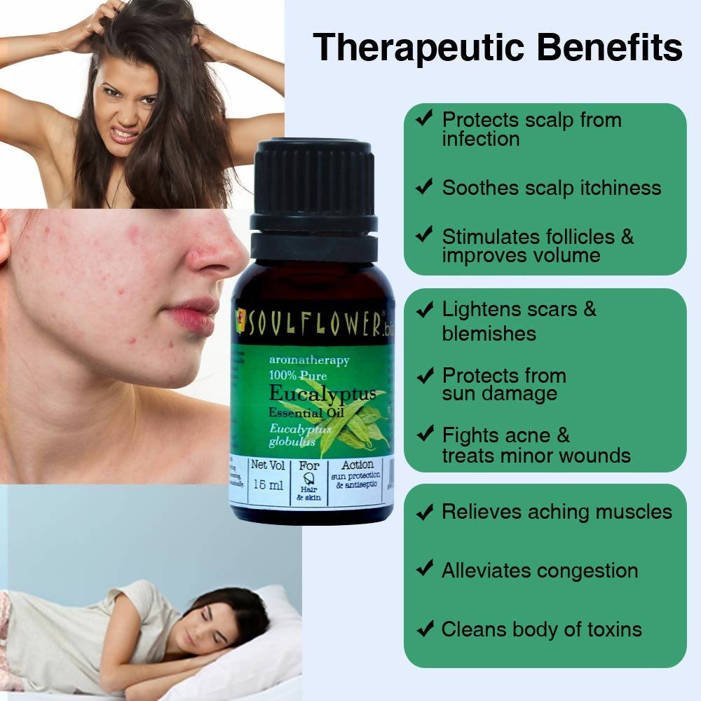Soulflower Aromatherapy Pure Eucalyptus Essential Oil - Limited Time Offer - Swadesiicart