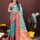Lorenvalley Fashion Skyblue Kanjivaram Silk Woven Design with Zari Weaving Saree - Swadesiicart