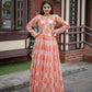 Aayaa Pure Chanderi Gown With Heavy Digital Print - Multi Color