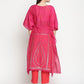 Ahalyaa Pink Chanderi Orange khari Print Kaftan With Trouser | Swadesiicart