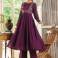 Janasya Purple Georgette Embroidered Kurta,Bottom & Dupatta | Swadesiicart