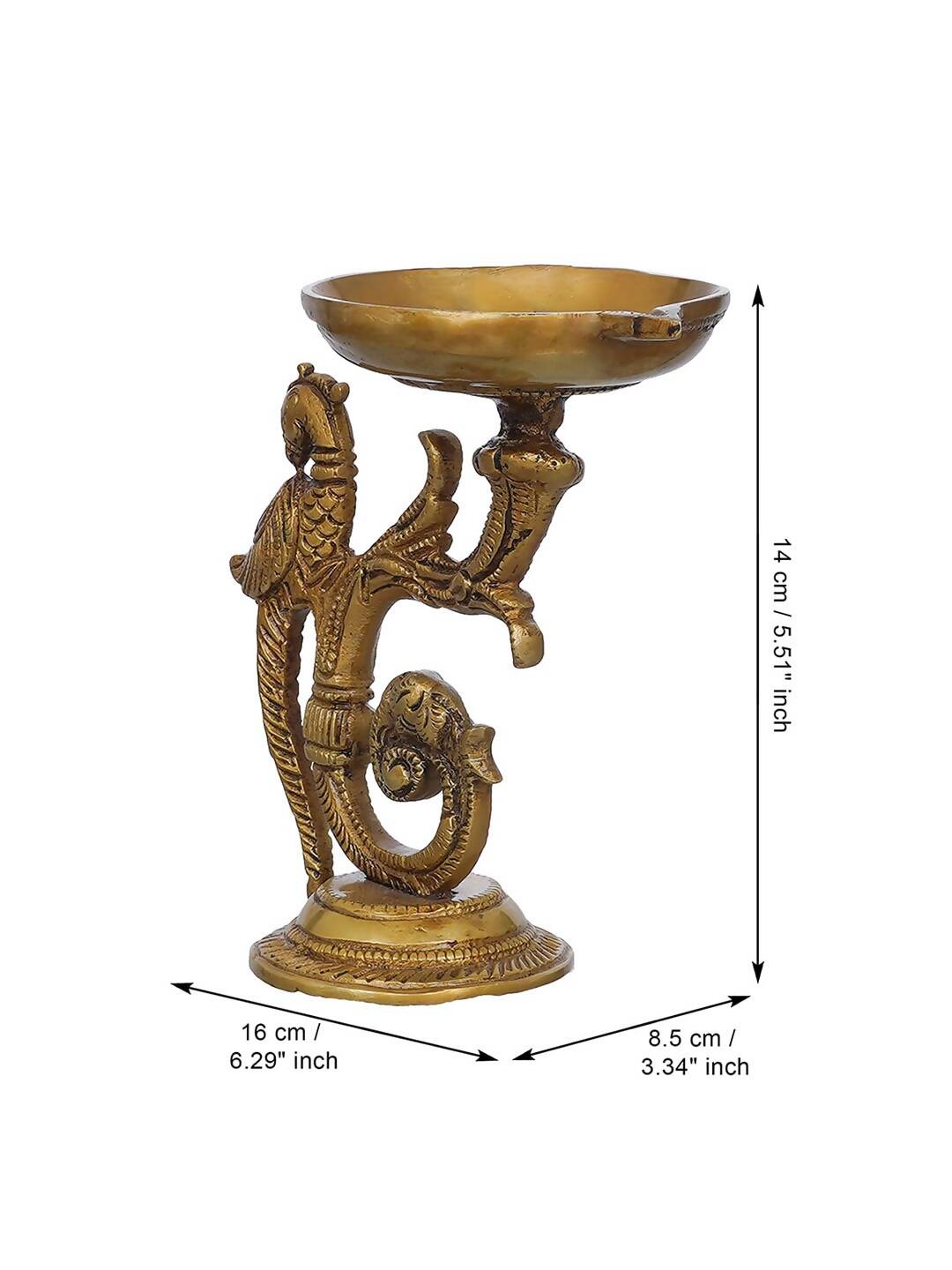 eCraftIndia Beige Peacock Design Diyas | Swadesiicart