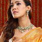 Ruby Raang Gold Polished Green Kundan And Mint Colored Stonework Necklace With Matching Earrings | Swadesiicart