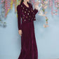 Joban Fashion Wine Hand Embellished Jacket with inner and skirt - Swadesiicart