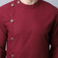 Even Apparels Maroon Pure Cotton Sherwani Men's Kurta With Asymetrical Cut | Swadesiicart