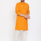 Even Apparels Pure Cotton Men's Kurta With Band Collar in Yellow Color | Swadesiicart