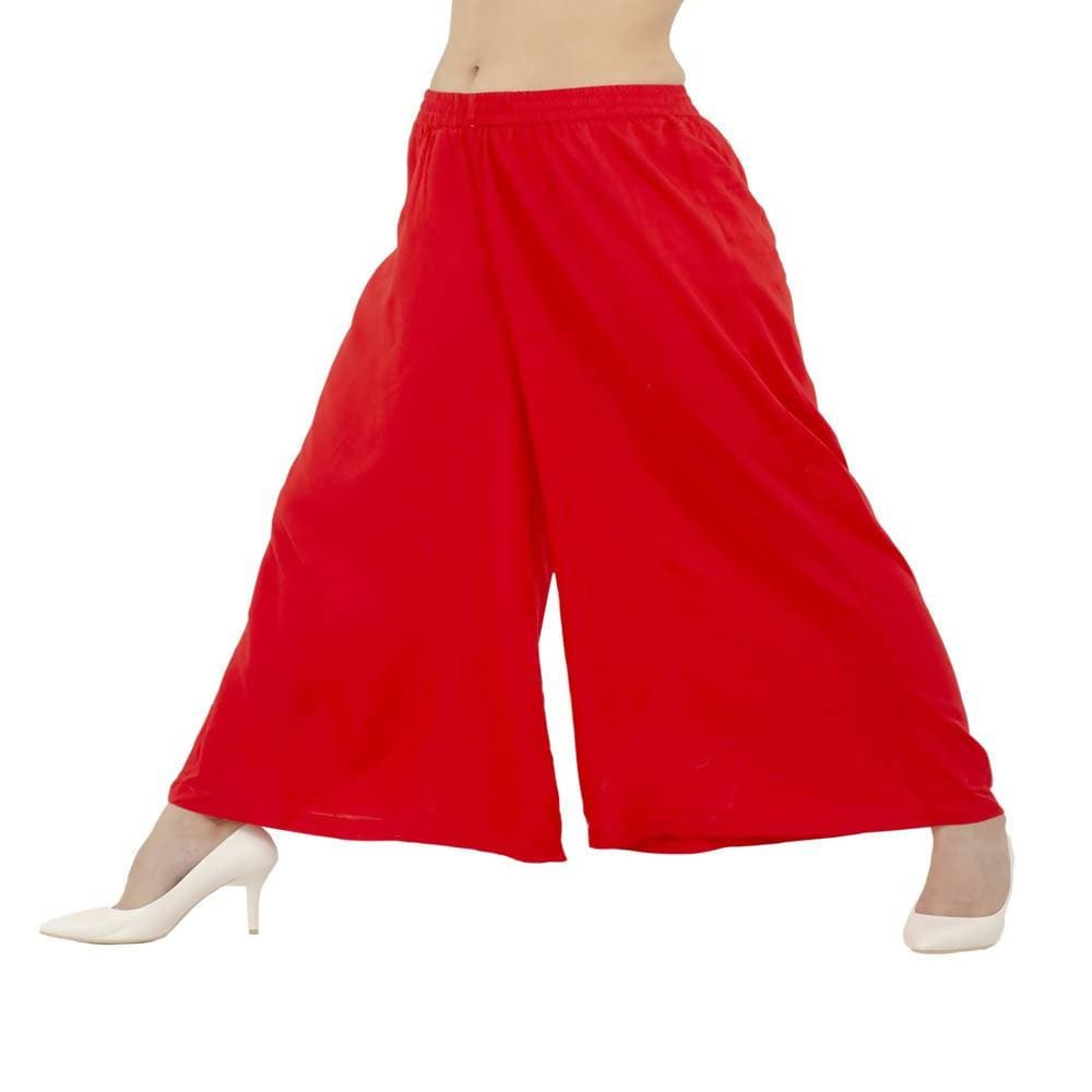 Lagi Women's Red Solid Palazzo (PLZ03B) | Swadesiicart