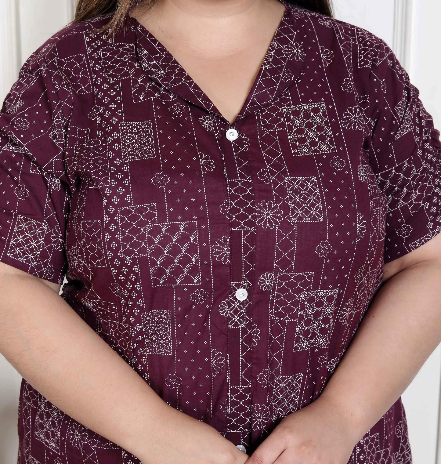 Miravan Women's Plus Size Wine Mandarin Neck Floral Printed A-Line Party wear Kurta - Swadesiicart