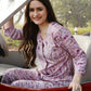 Light Purple Rayon abstract Printed Top with Matching Bottom - Eesha - Swadesiicart