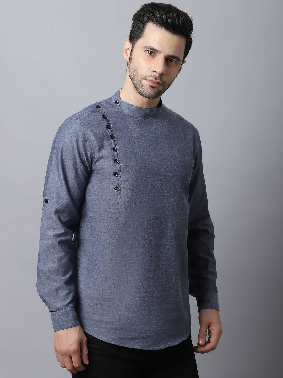 Even Apparels Grey Pure Cotton Men's Kurta With Side Placket | Swadesiicart