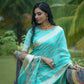 Vishnu Weaves Women's Firozi Organza Silk Zari Woven Saree with Blouse - Swadesiicart