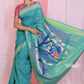 Very Much Indian Handloom Pure Cotton Paithani -Turquoise Blue | Swadesiicart
