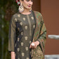 Jyoti Fashion Women's Green Pure Silk Elegant Jacquard Woven Kurta with Trouser & Dupatta | Swadesiicart