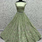 Jyoti Fashion Women's Pista Green Bridal Net Fancy Dori, Multi Thread, Hand Mirror and Diamond Work Wedding Lehenga Choli | Swadesiicart