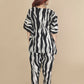 Breathables Women’S Loungewear Kaftan Cotton Black & White Abstract Print Co-Ord Set