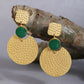 Joban Fashion Women Round Shape Green Stone Matte Gold Earrings | Swadesiicart