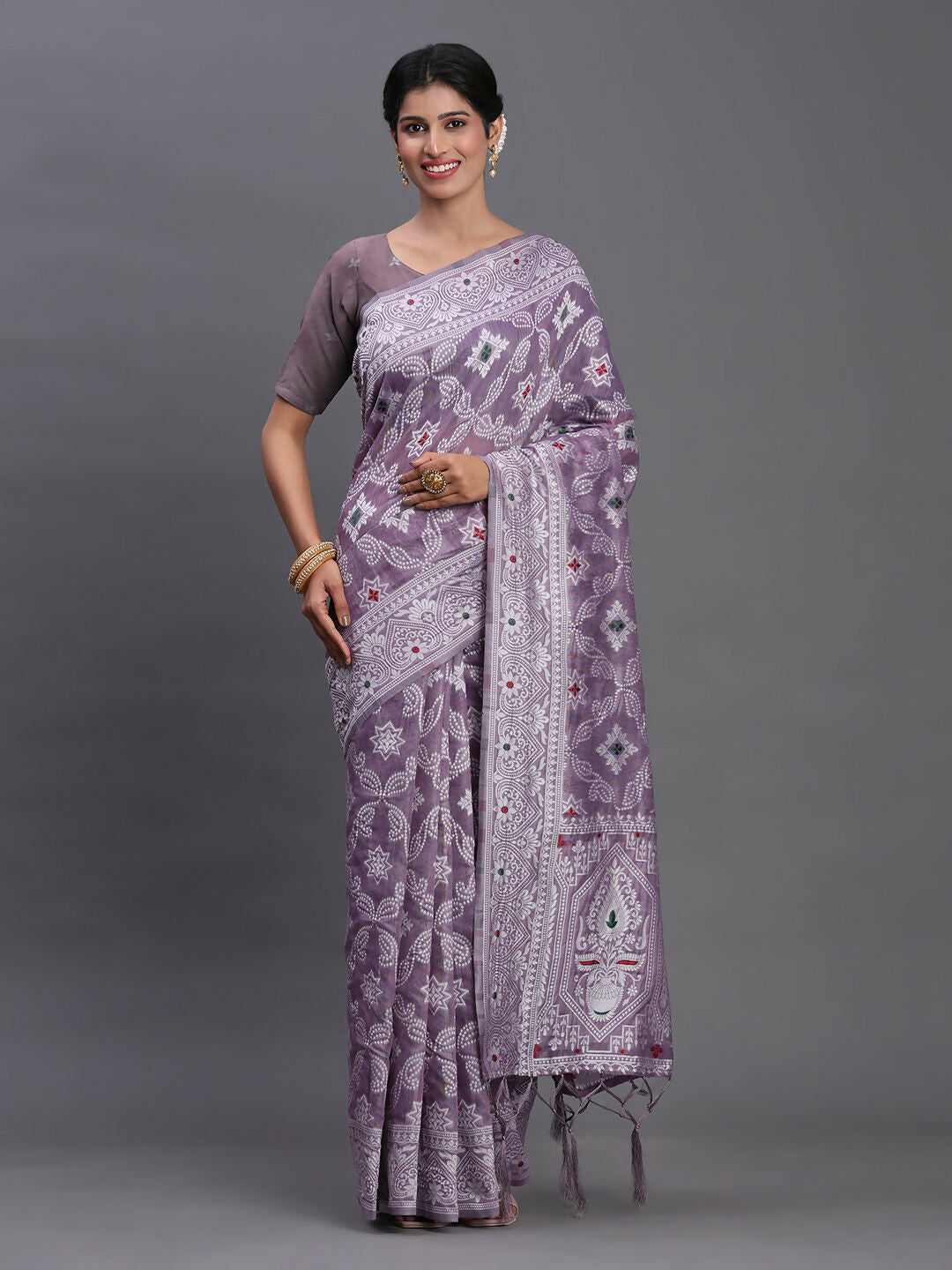 Shree Shyam Fashion Linen Cotton Violet Saree