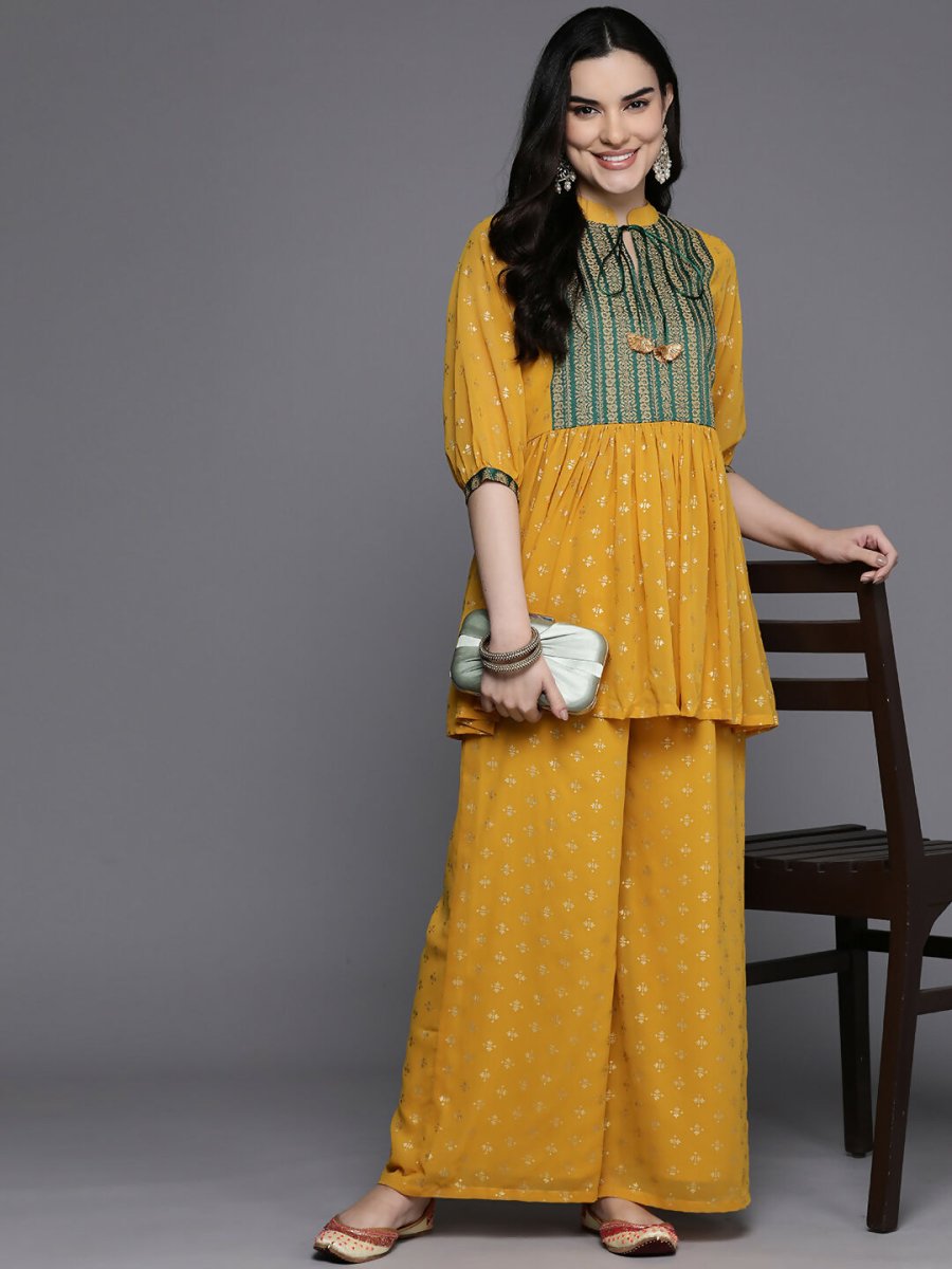 Ahalyaa Women's Traditional Wear Co-ods - Mustard - Swadesiicart