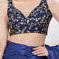 Joban Fashion Navy-Blue Mulberry Silk Sleeveless Back Open Blouse - Swadesiicart